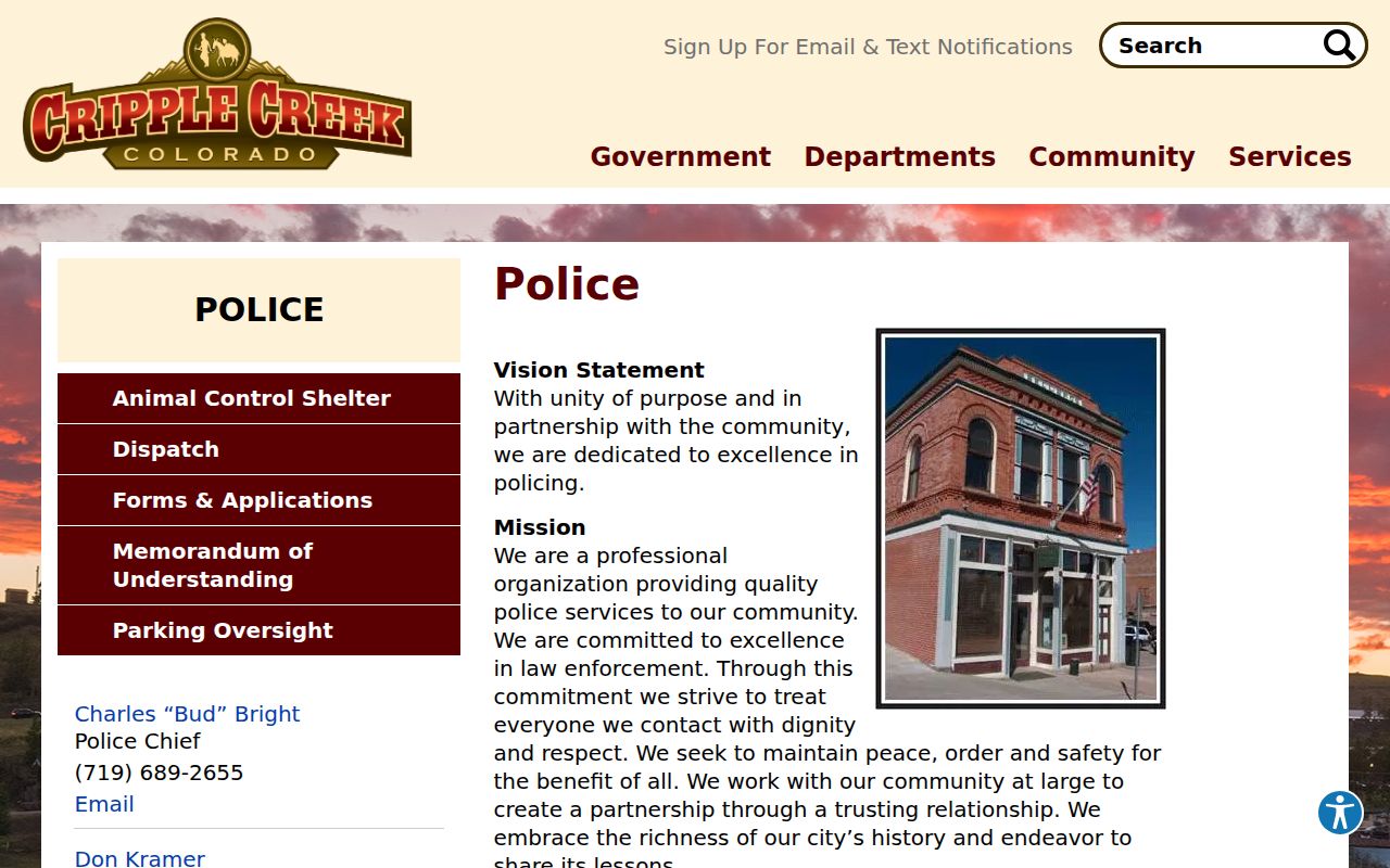 Cripple Creek Police Department official page